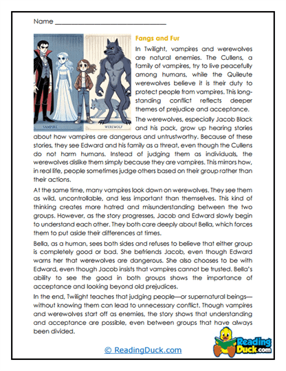 Claws & Fangs Worksheet