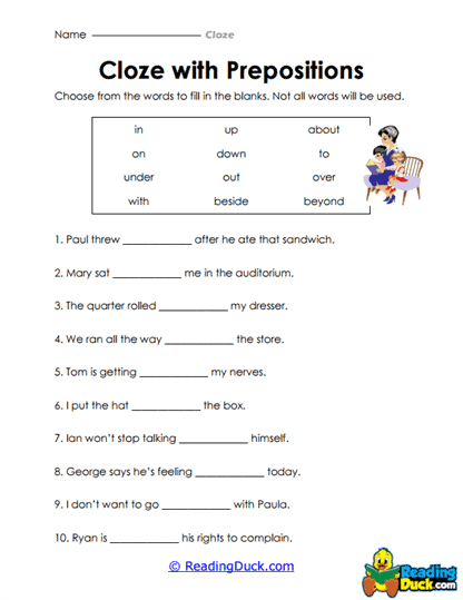 Preposition Practice Worksheet