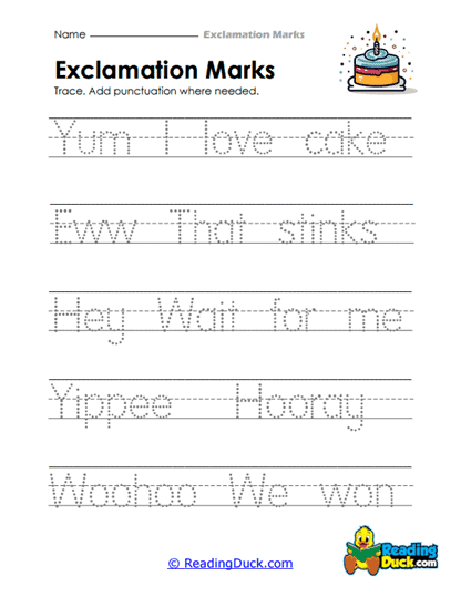 Tracing Excitement Worksheet
