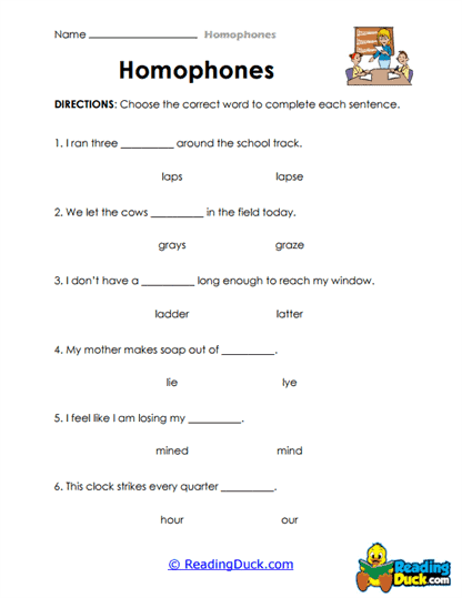 Sentence Filler Worksheet
