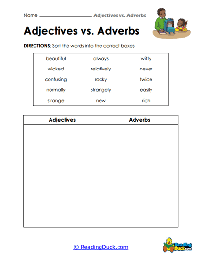 Grammar Sort Worksheet