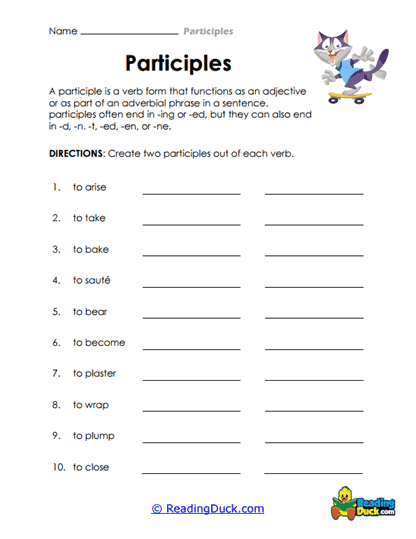Verb Variations Worksheet