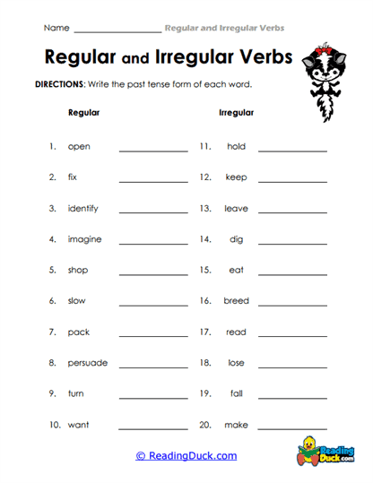 Tense Fill Worksheet