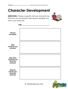 Character Development Worksheets | Reading Duck.com