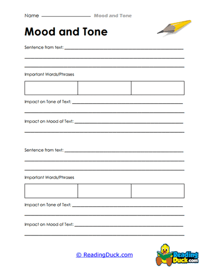 Text Tone Tracker Worksheet