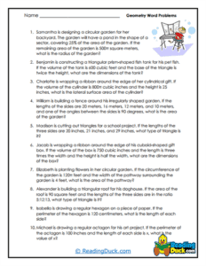 Geometry Word Problem Worksheets | Reading Duck.com