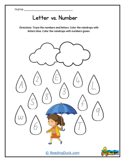 Rain Drop Match Worksheet