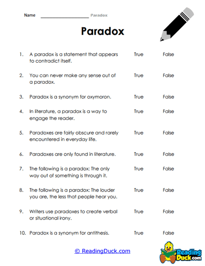 True or False Paradox Worksheet