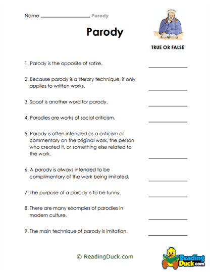 True or Spoof Worksheet