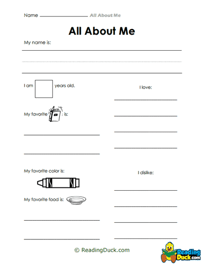 About Me Basics Worksheet