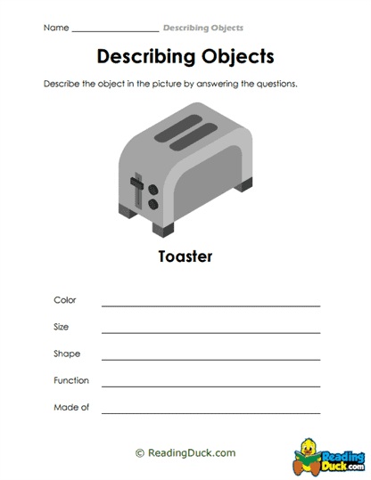 Toaster Details Worksheet