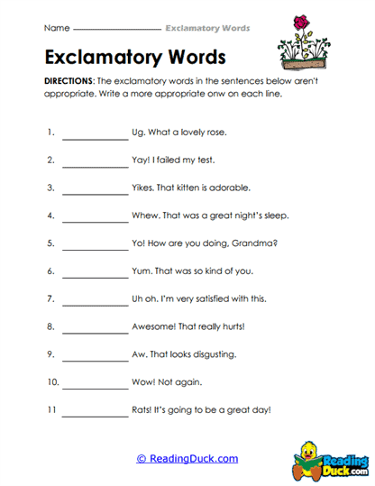 Exclamation Fixer Worksheet