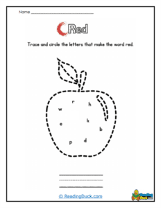 Color Red Worksheets | Reading Duck.com