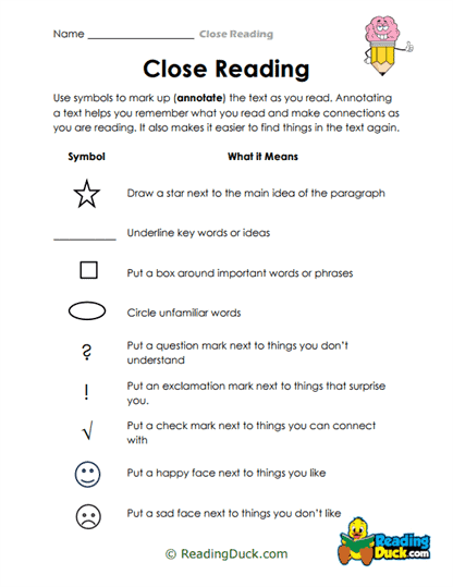 Symbol Sense Worksheet