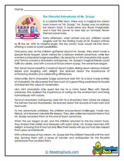 Scoop Adventures Worksheet