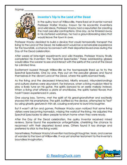 Wacky Spectacles Worksheet