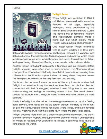 Twilight Craze Worksheet