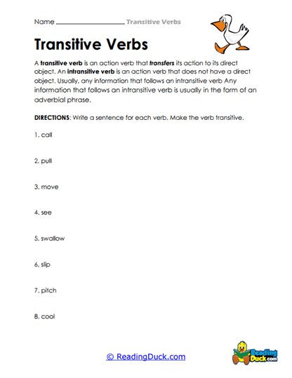 Verb Enhancement Worksheet