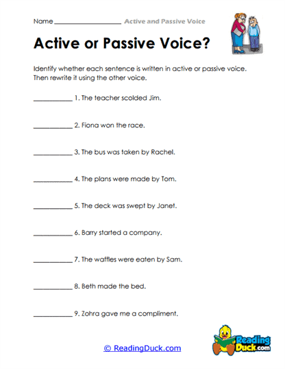 Voice Switcheroo Worksheet