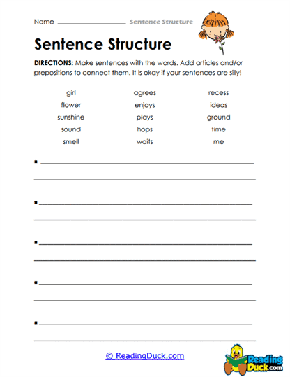 Silly Sentences Worksheet