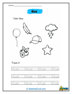 Color Blue Worksheets | Reading Duck.com