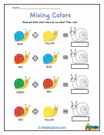 Snail Shades Worksheet