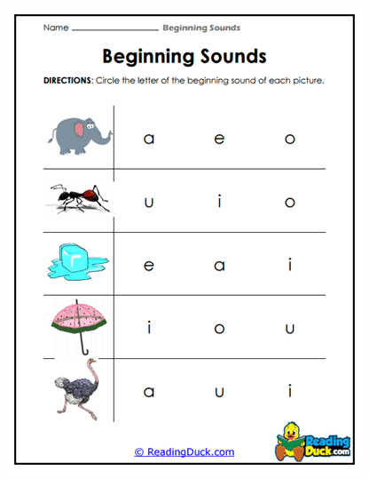 Vowel Circle Worksheet