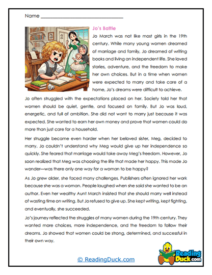 Jo's Battle Worksheet