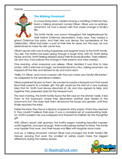 Wishing Ornament Worksheet