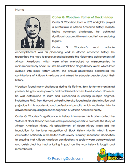 Woodson’s Legacy Worksheet