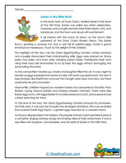 Wild West Easter Worksheet