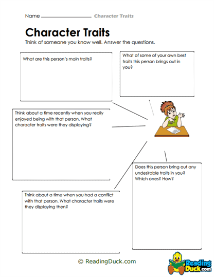Trait Reflection Worksheet