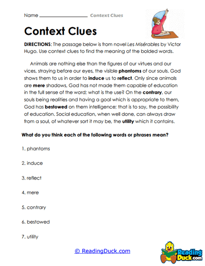 Classic Literature Decode Worksheet