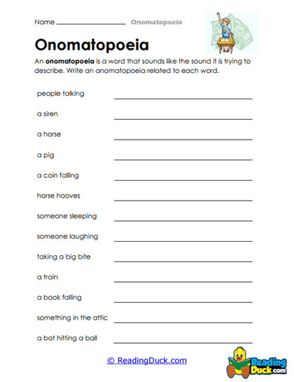 Name That Noise Worksheet