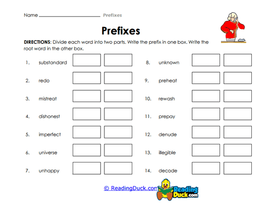 Prefix Splitter Worksheet