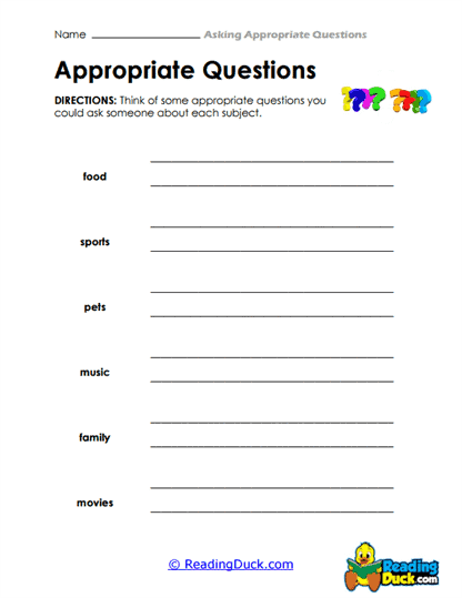 Topic Talk Worksheet