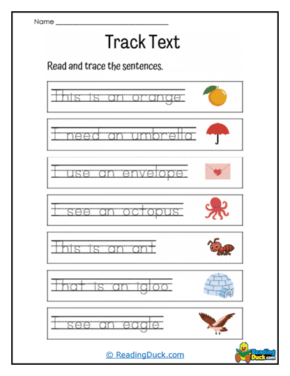 Sentence Tracing Worksheet