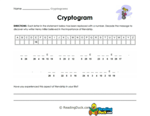 Cryptogram Worksheets | Reading Duck.com