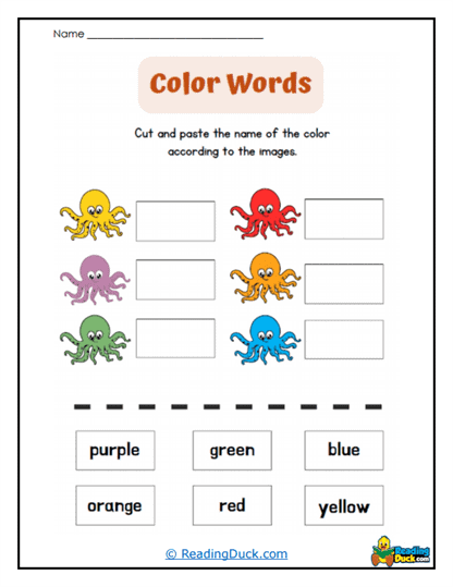 Octopus Colors Worksheet