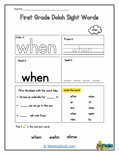 When's The Word? Worksheet