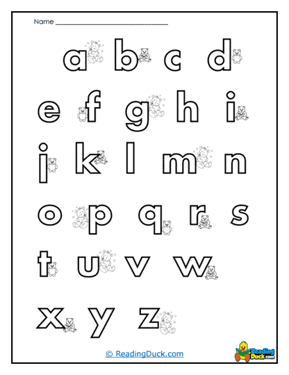 Teddy Alphabet Worksheet