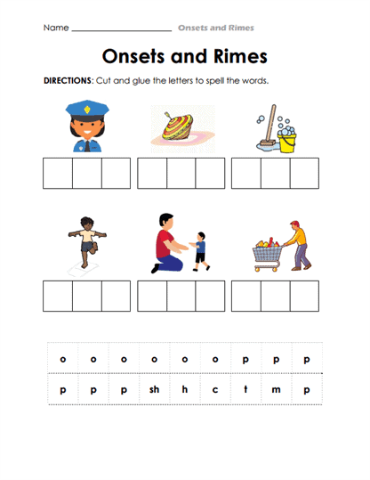 Onsets and Rimes Worksheets