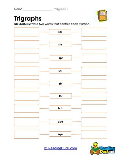 Trigraph Word Bank Worksheet