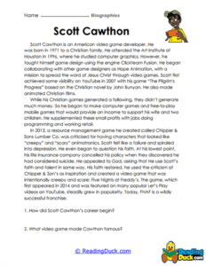 Biography Worksheets | Reading Skills | Reading Duck.com
