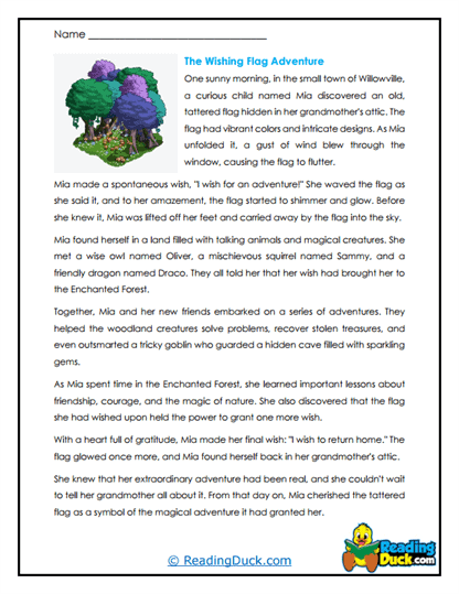 Wishing Flag Adventure Worksheet