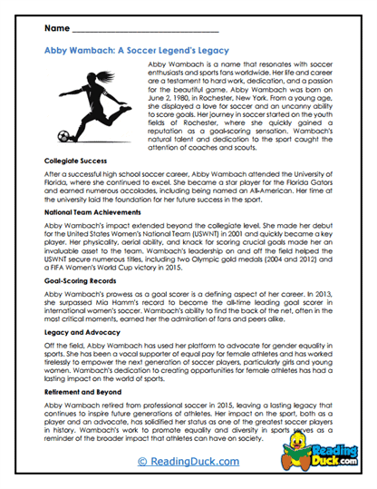 Wambach's Wins Worksheet