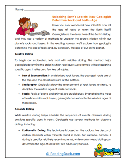 Rock Detectives Worksheet