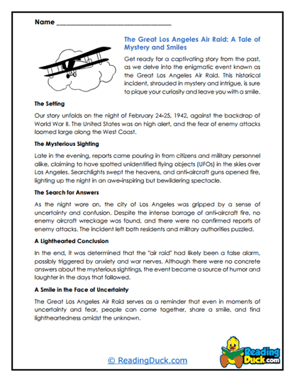 UFO Mystery Worksheet