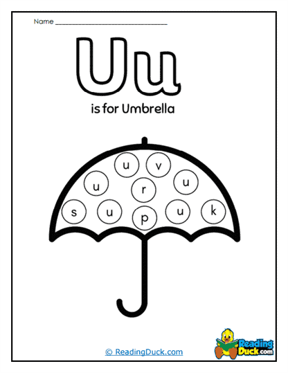 Umbrella Up Worksheet