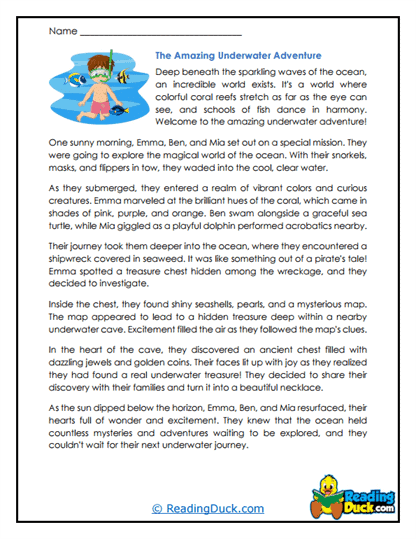 Underwater Treasures Worksheet
